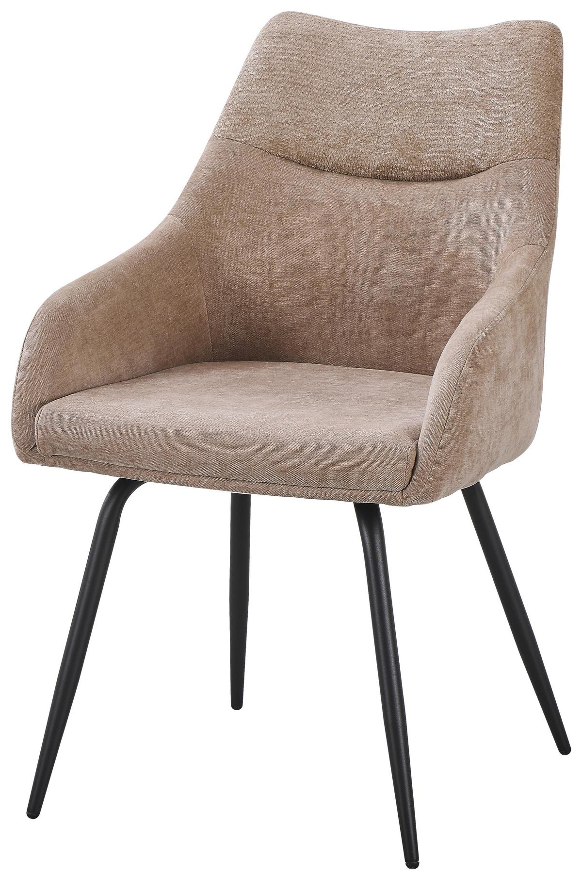 Armlehnstuhl Dali Beige B: 60 Cm - Beige/Schwarz, Basics, Textil/Metall (60/86/55cm) - Livetastic