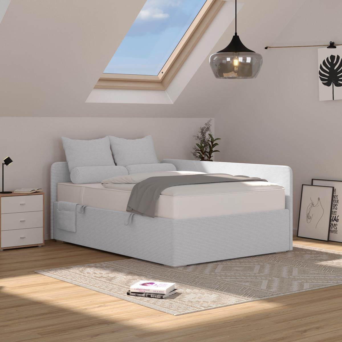 Polsterbett Remi - Chromfarben/Greige, MODERN, Holz/Textil (140/200cm)