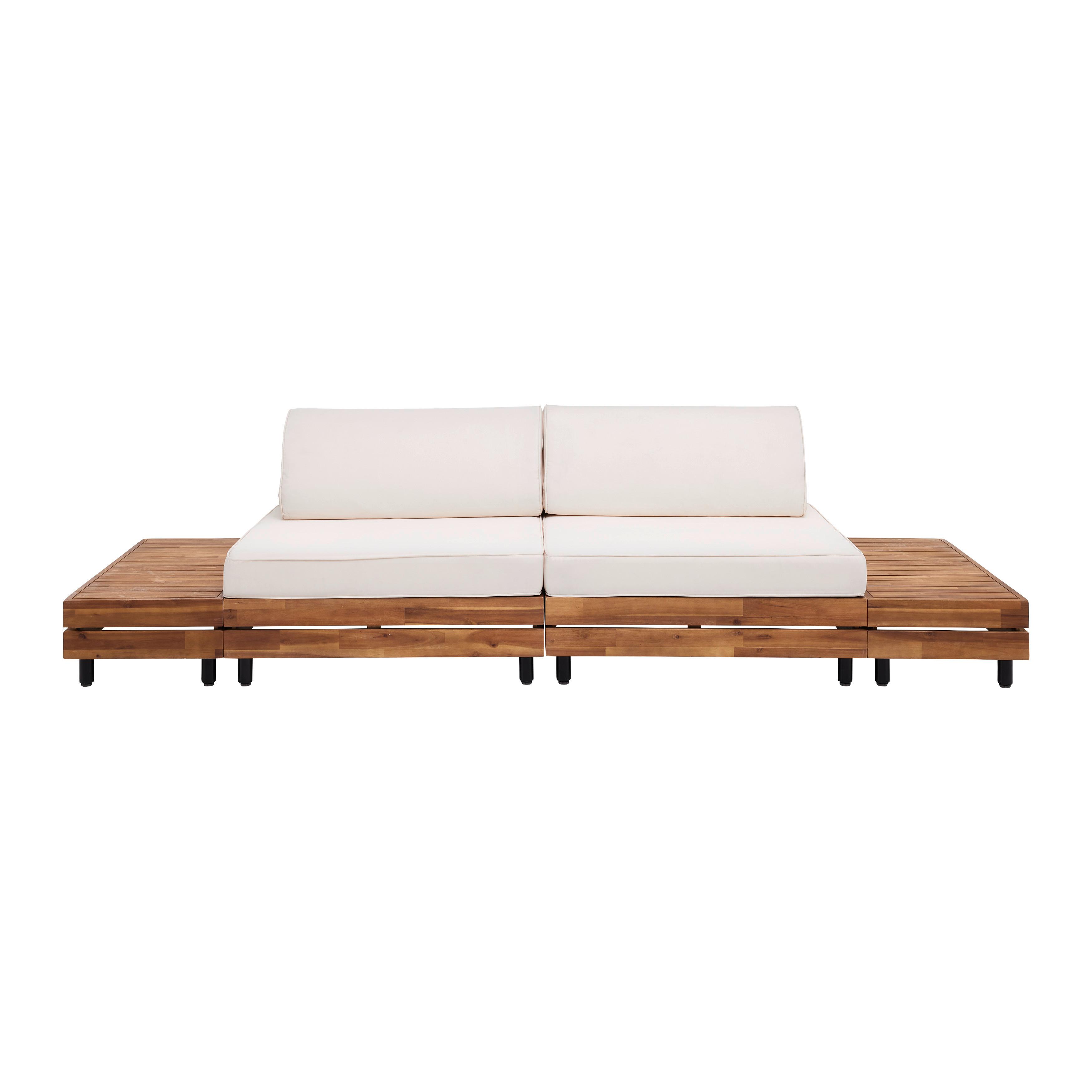 Zahradní Sedací Souprava Pia - bílá/barvy akácie, Moderní, kov/dřevo (277/75/92,5cm) - Bessagi Garden