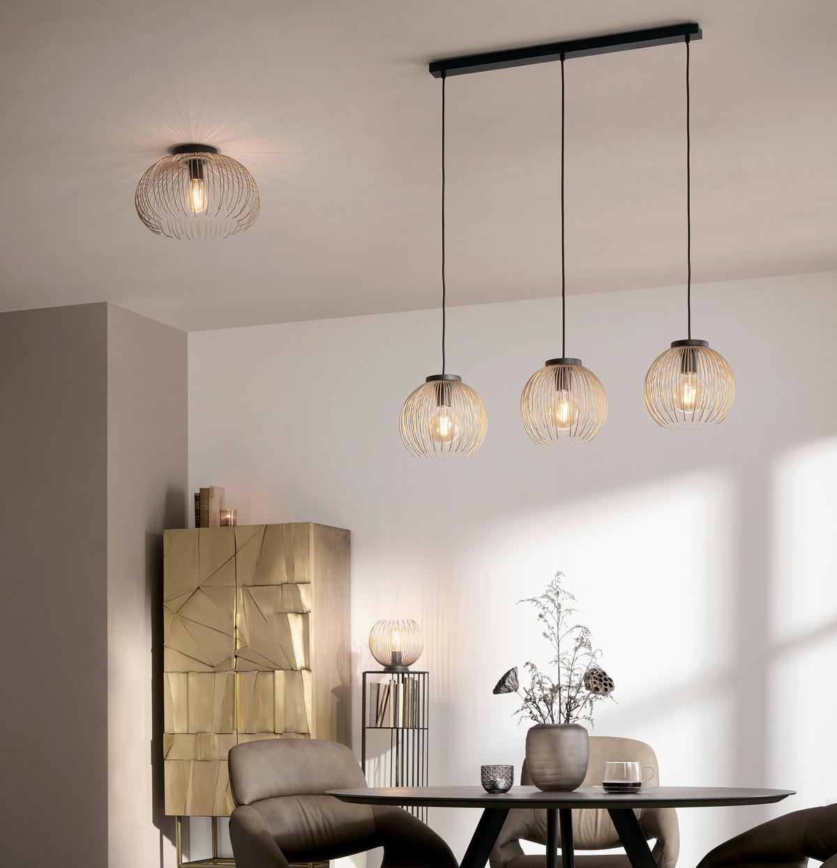 STROPNÉ SVIETIDLO VENEZUELA - čierna/zlatá, Design, kov (38,5/25cm) - Eglo