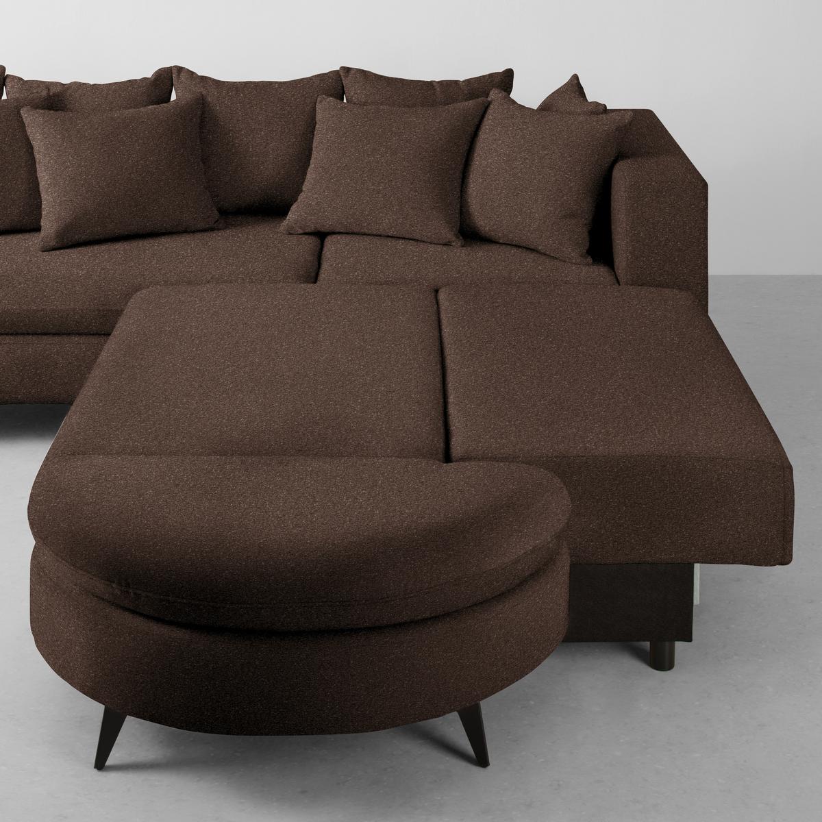 Rohová sedačka AXEL, pravá, hnědá tkanina - černá/hnědá, Moderní, kov/textil (291/250cm) - Mömax