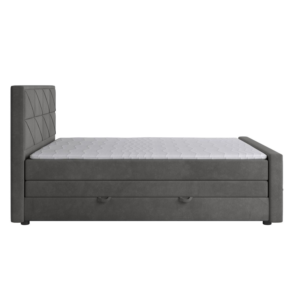 Boxspringbett mit Bettkasten Helsinki 180x200 cm Anthrazit - Anthrazit/Schwarz, MODERN, Karton/Holzwerkstoff (180/200cm) - MID.YOU