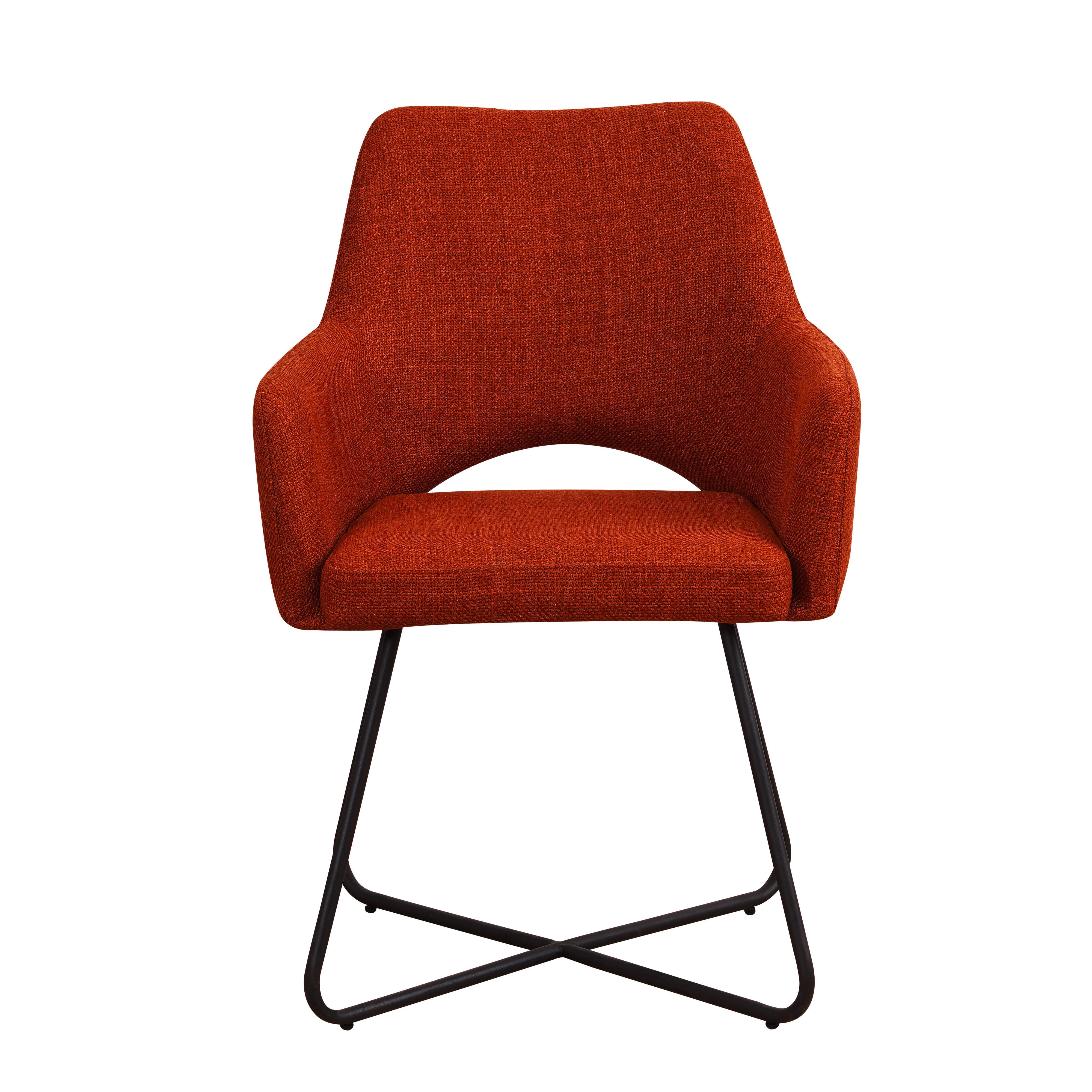Armlehnstuhl Brest Orange B: 60 Cm - Schwarz/Orange, MODERN, Textil/Metall (60/88/63,5cm) - MID.YOU