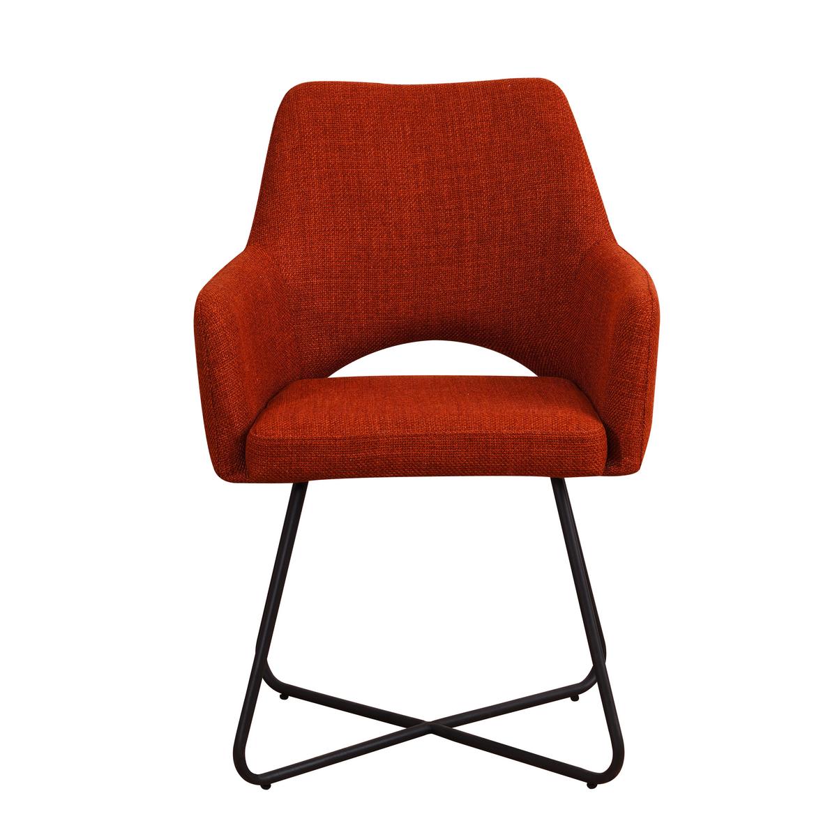 Armlehnstuhl Brest Orange B: 60 Cm - Schwarz/Orange, MODERN, Textil/Metall (60/88/63,5cm) - MID.YOU