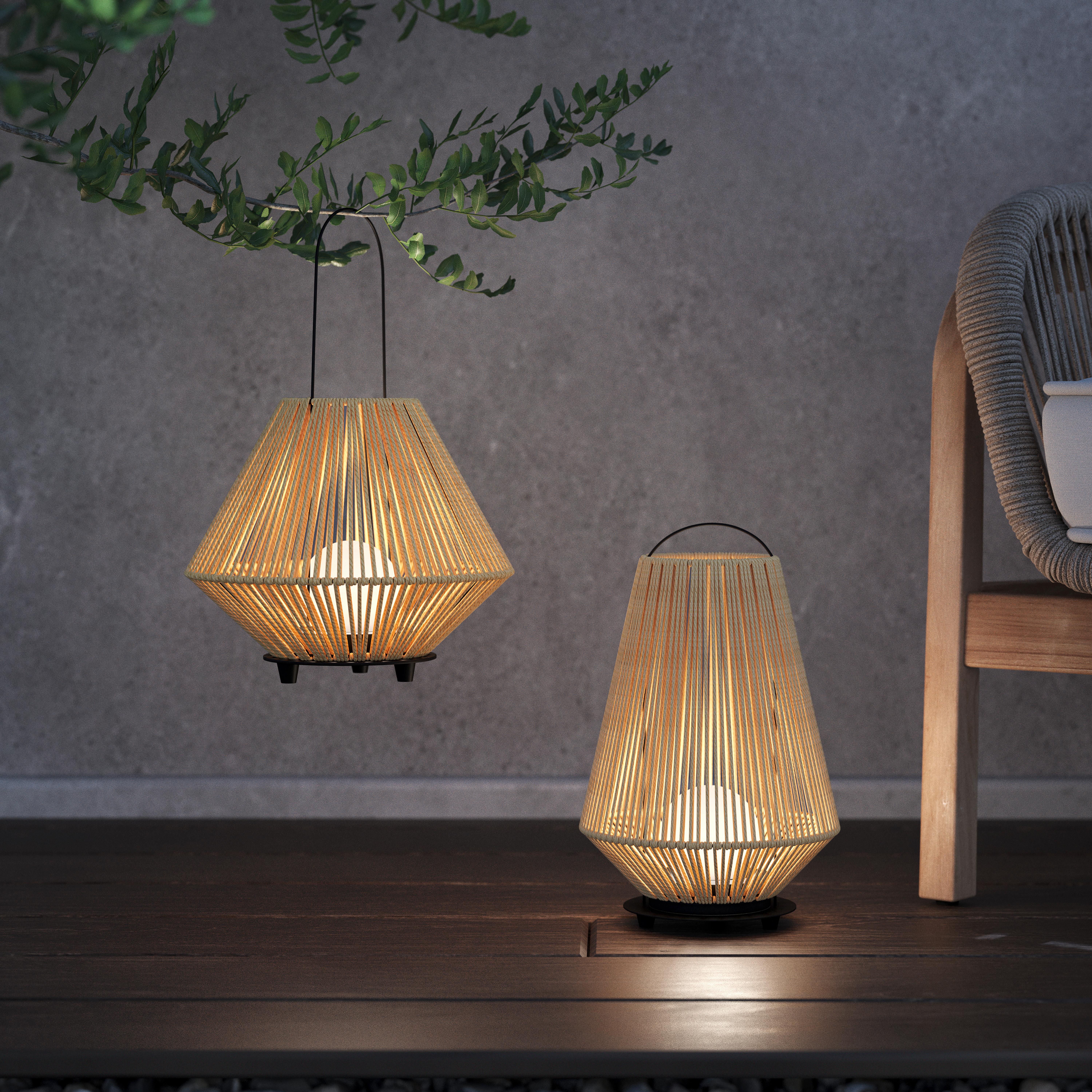 VENKOVNÍ LED SVÍTIDLO NEWI - hnědá, Moderní, kov/přírodní materiály (24/30cm) - Modern Living