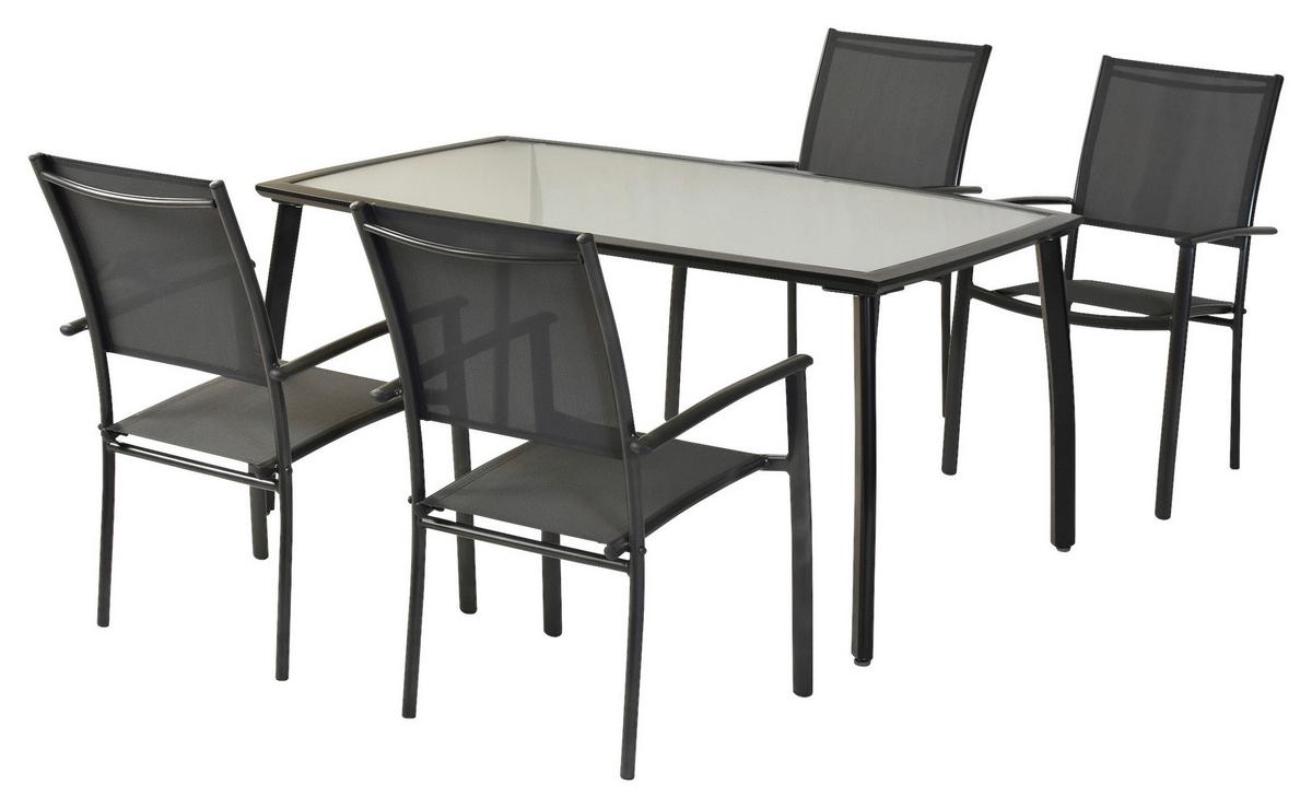 Gartenset Milano - Graphitfarben/Grau, MODERN, Textil/Metall - Gardenson