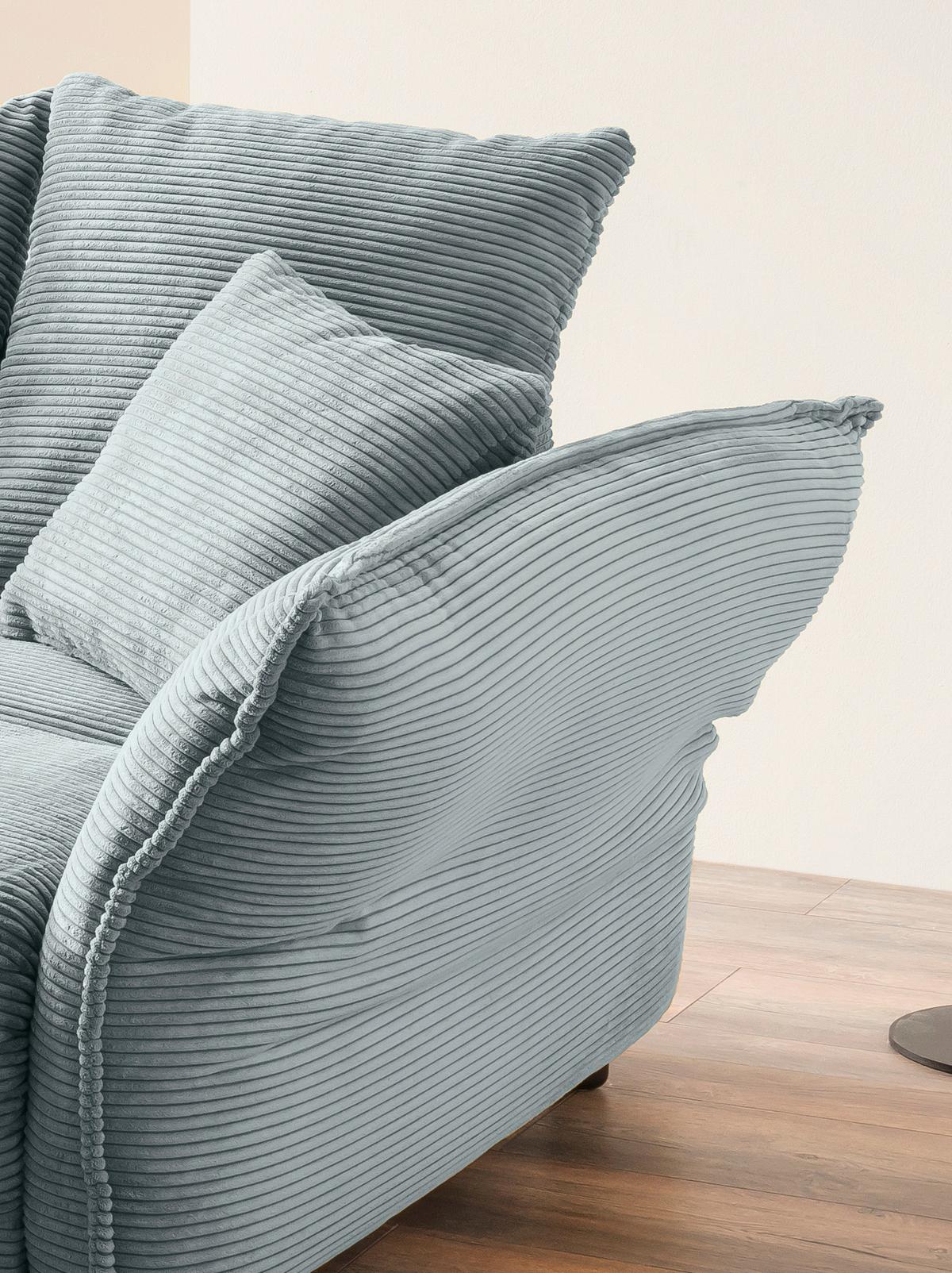 Bigsofa Pera, Hellblau B: 242 cm - Chromfarben/Hellblau, MODERN, Textil (242/71/90/131cm) - Livetastic