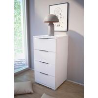 Nočný stolík biela 4 zásuvky - biela/strieborná, Basics (46/79/42cm) - P & B