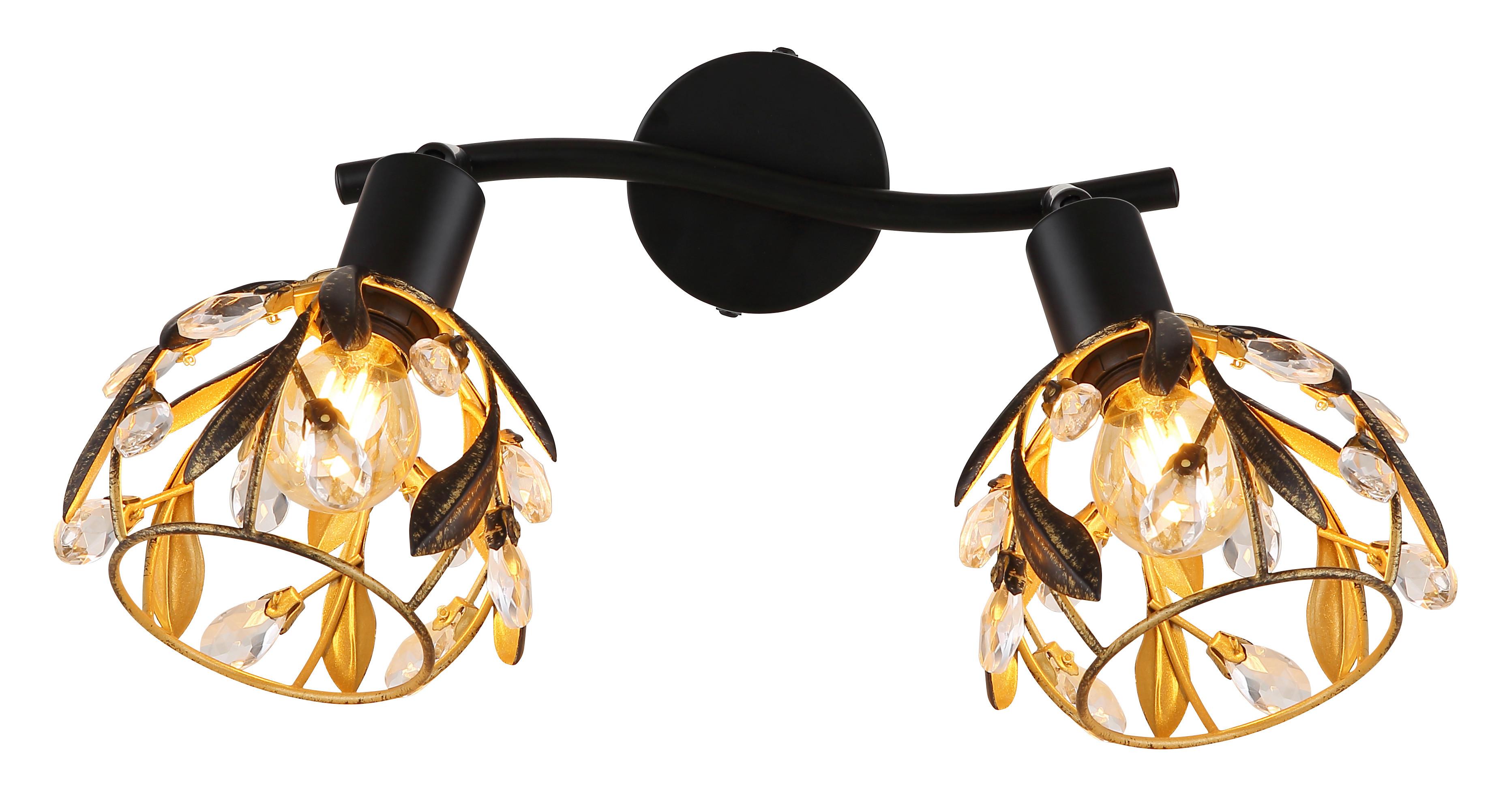 Strahler Mika L: 25 Cm Klar Schwarz Goldfarben - Klar/Goldfarben, Basics, Kunststoff/Metall (25/12/15,5cm) - Globo