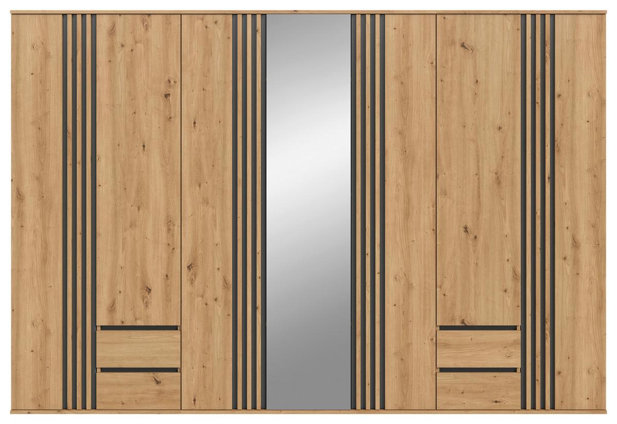 Drehtürenschrank Tofta Eiche Dekor/Anthrazit B: 280cm - Anthrazit/Eiche Artisan, ROMANTIK / LANDHAUS, Holzwerkstoff (280/192/56cm) - Livetastic