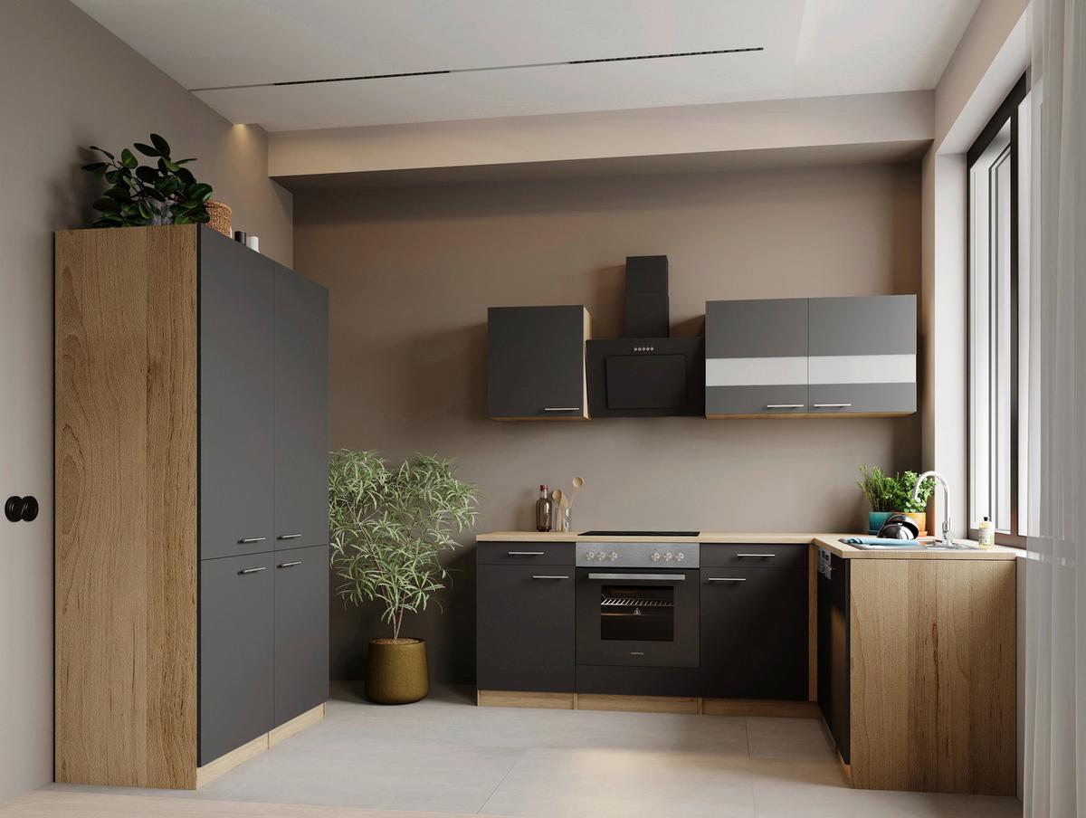ECKKÜCHE Merle, Grau S: 340x172 cm - Eichefarben/Grau, Trend, Holzwerkstoff (340/172cm) - Respekta