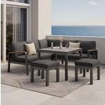 Loungegarnitur 4-Tlg Sorrent Metall/Textil/Glas mit Kissen - Anthrazit/Schwarz, MODERN, Keramik/Textil (193/193cm) - Beldano