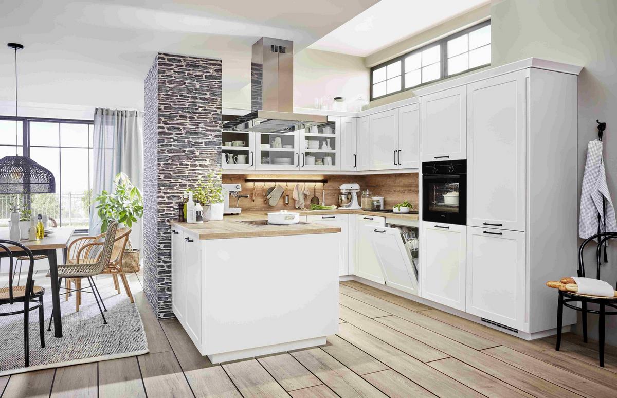 Einbauküche Neapel Frei Planbar Landhausstil - Weiß, MODERN, Holzwerkstoff - Vertico