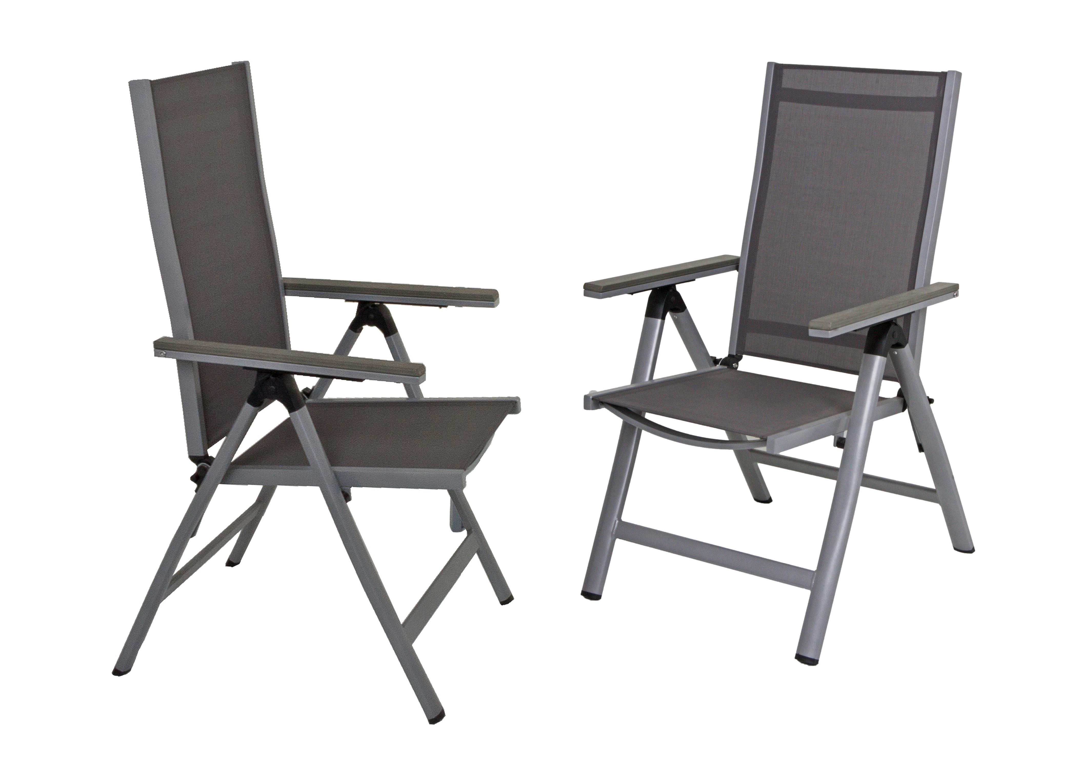 Gartenstuhl Set 2-Tlg Klappbar Grace Grau - Grau, Basics, Kunststoff/Metall (64/107/107cm) - Gardenson