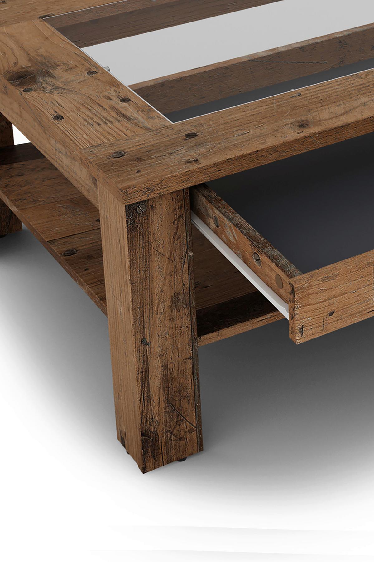 Couchtisch mit Glasplatte + Ablagefach Ralph Braun - Anthrazit/Braun, Basics, Glas/Holzwerkstoff (110/67/43cm) - MID.YOU