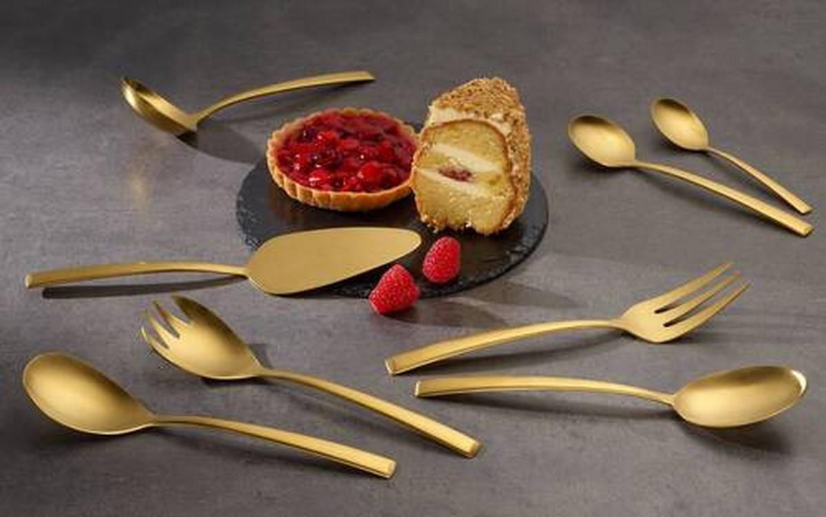 SADA PRÍBOROV 68-dielny, pre 12 osôb - zlatá, Modern, kov - Echtwerk