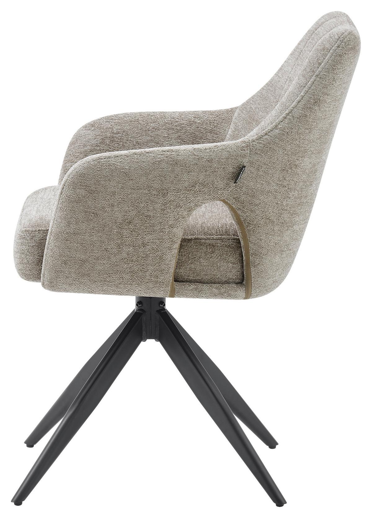 Armlehnstuhl Flow Taupe B: 57,5 cm - Taupe/Schwarz, MODERN, Holz/Textil (57,5/85/62cm) - Livetastic
