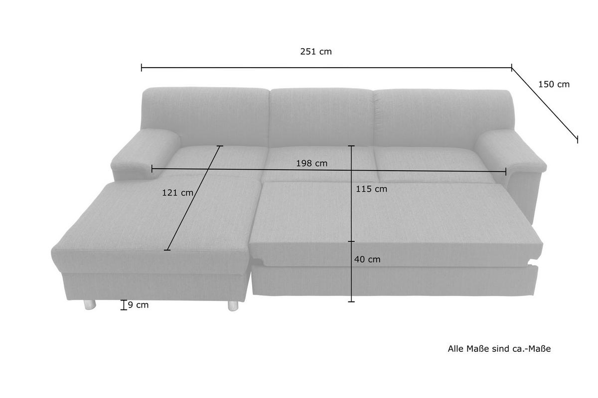 Eckosfa Mit Schlaffunktion Jamie Beige Webstoff - Chromfarben/Beige, KONVENTIONELL, Textil (150/252cm) - MID.YOU