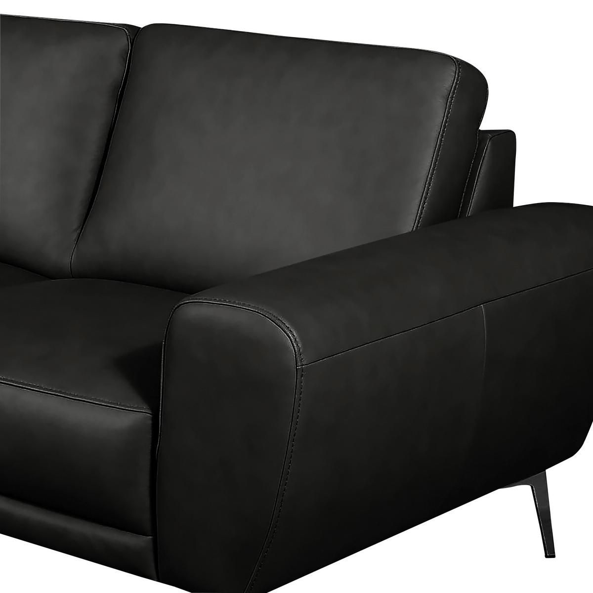 2-Sitzer-Sofa Spring, Schwarz B: 177 cm - Schwarz, Design, Leder (177/85/92cm) - Livetastic
