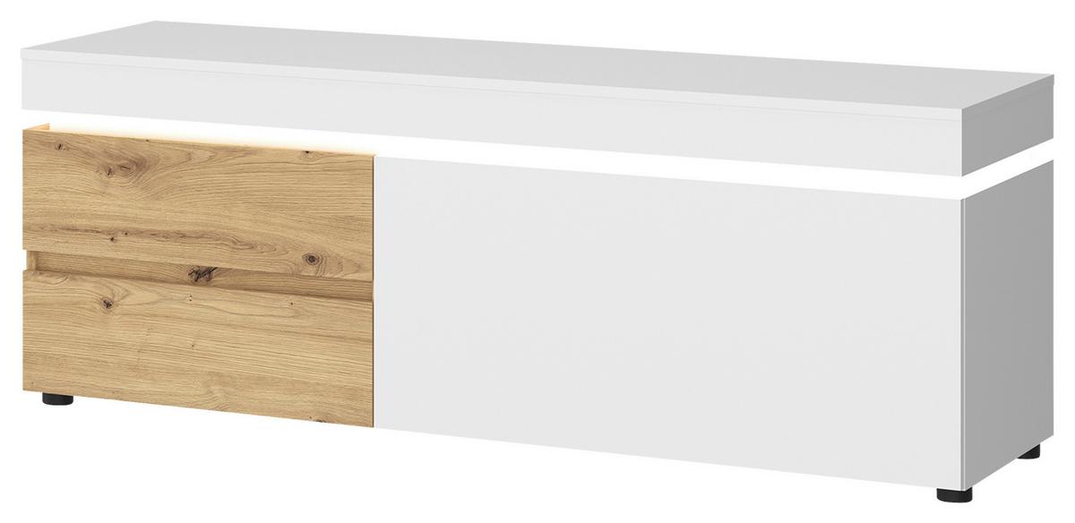 TV-Element Luci Weiß Eiche Artisan/Weiß - Schwarz/Eiche Artisan, Trend, Holzwerkstoff (150,4/56,7/48cm) - MID.YOU