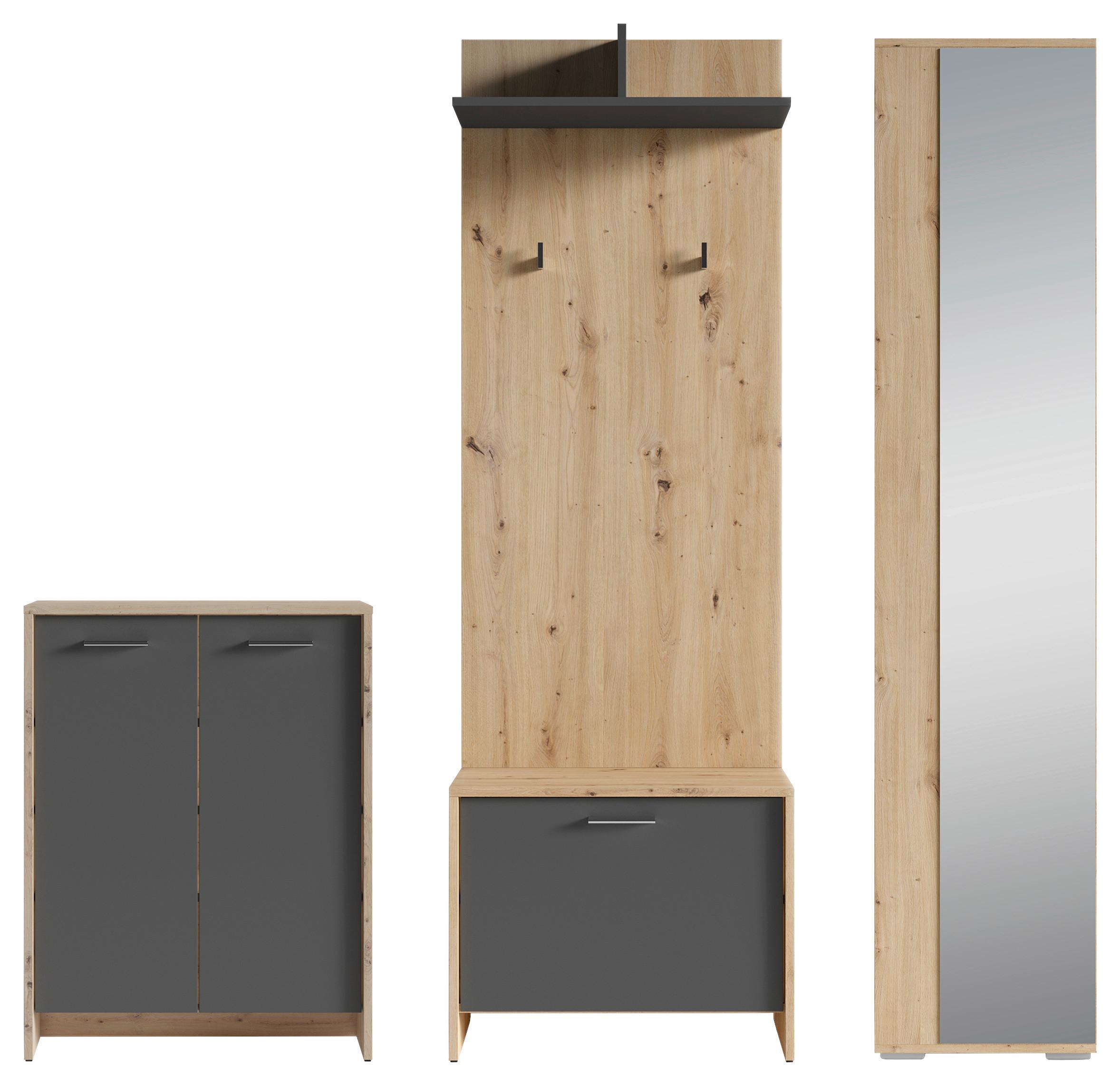 Garderobe Ben Eiche Artisan/ Anthrazit B: 40 Cm - Anthrazit/Eiche Artisan, Design, Holzwerkstoff (40/184/35cm) - MID.YOU