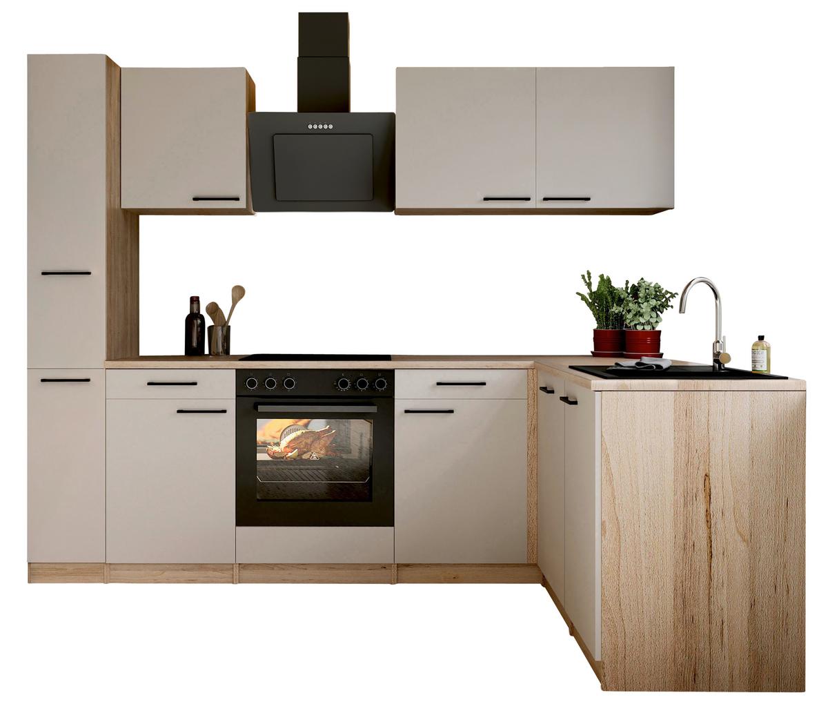 ECKKÜCHE Merle, Kaschmir S: 250x172cm - Kaschmir/Eichefarben, Trend, Holzwerkstoff (250/172cm) - Respekta