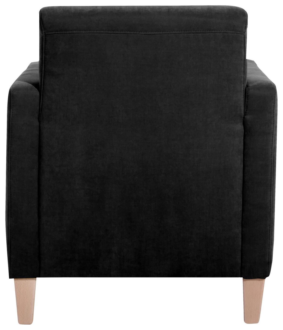 Polstersessel mit Armlehnen Milla Samt Schwarz - Schwarz/Naturfarben, Design, Textil (71/81/70cm) - Max Winzer