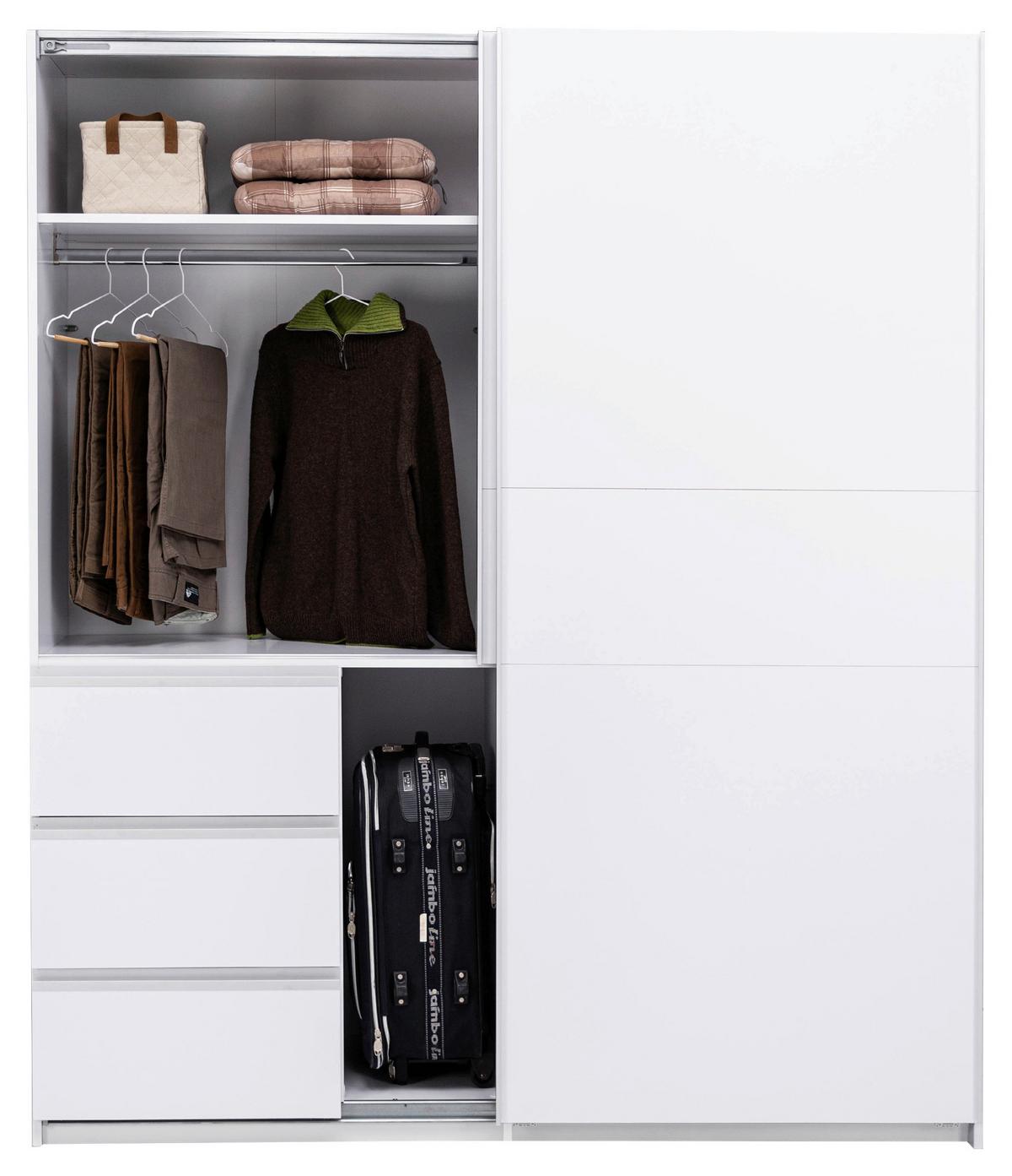 SCHIEBETÜRENSCHRANK Wilma Weiß B: 175cm - Weiß, MODERN, Holzwerkstoff (175/210/61,5cm) - P & B