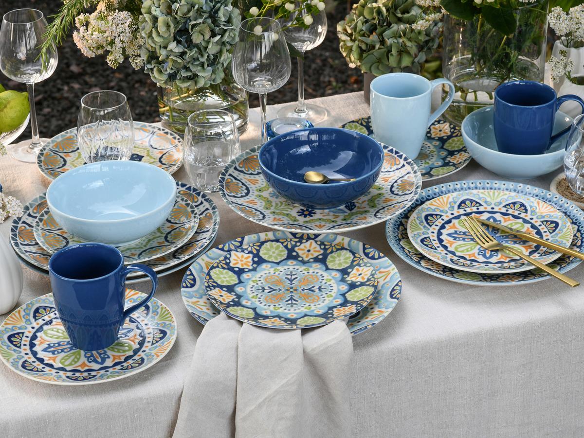 Kombiservice Steinzeug Patio bunt, 16 -Teilig. - Multicolor, Basics, Keramik - Creatable