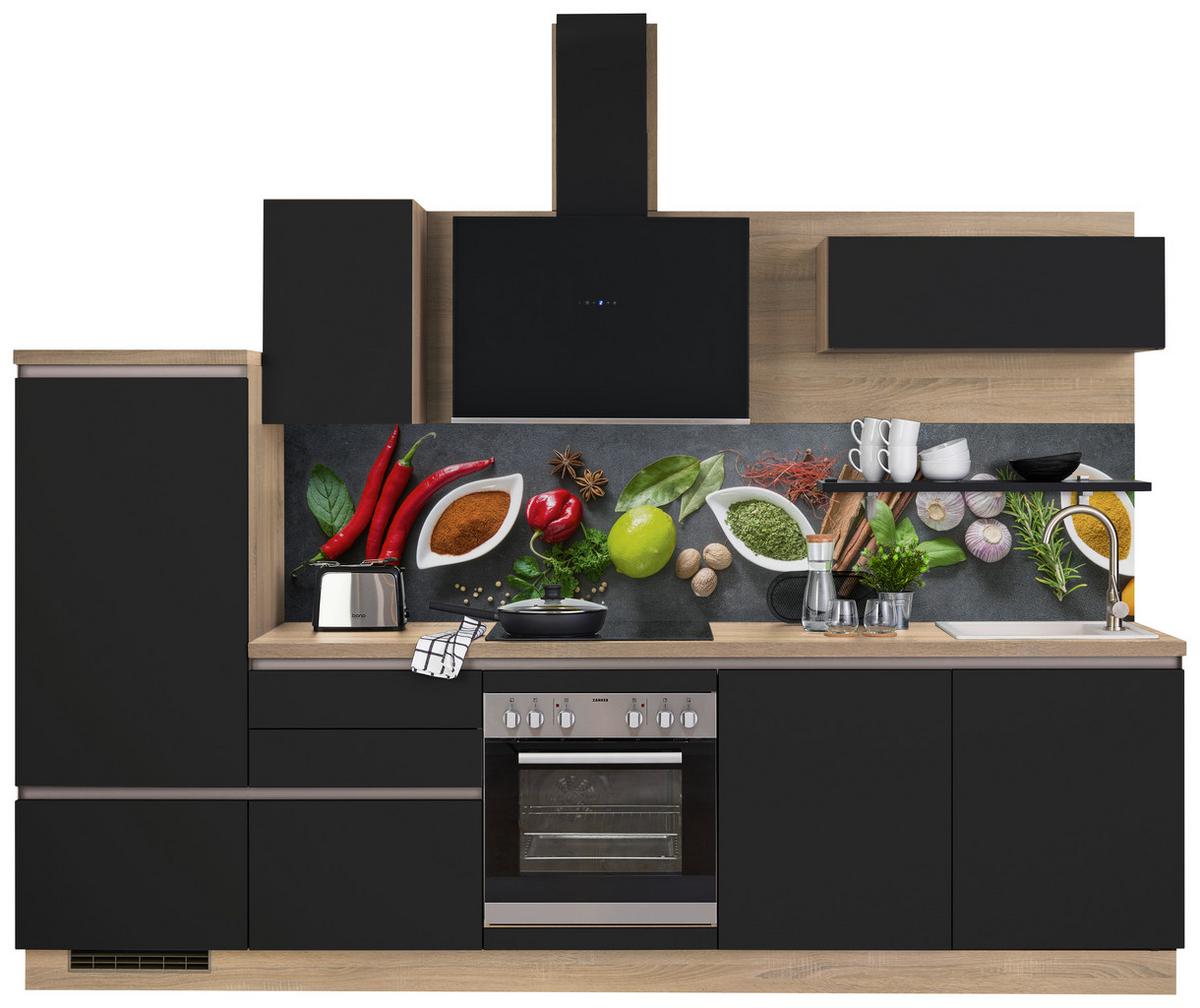 Konyhablokk Moon - tölgyfa színű/fekete, Design, faalapú anyag (300cm) - Express