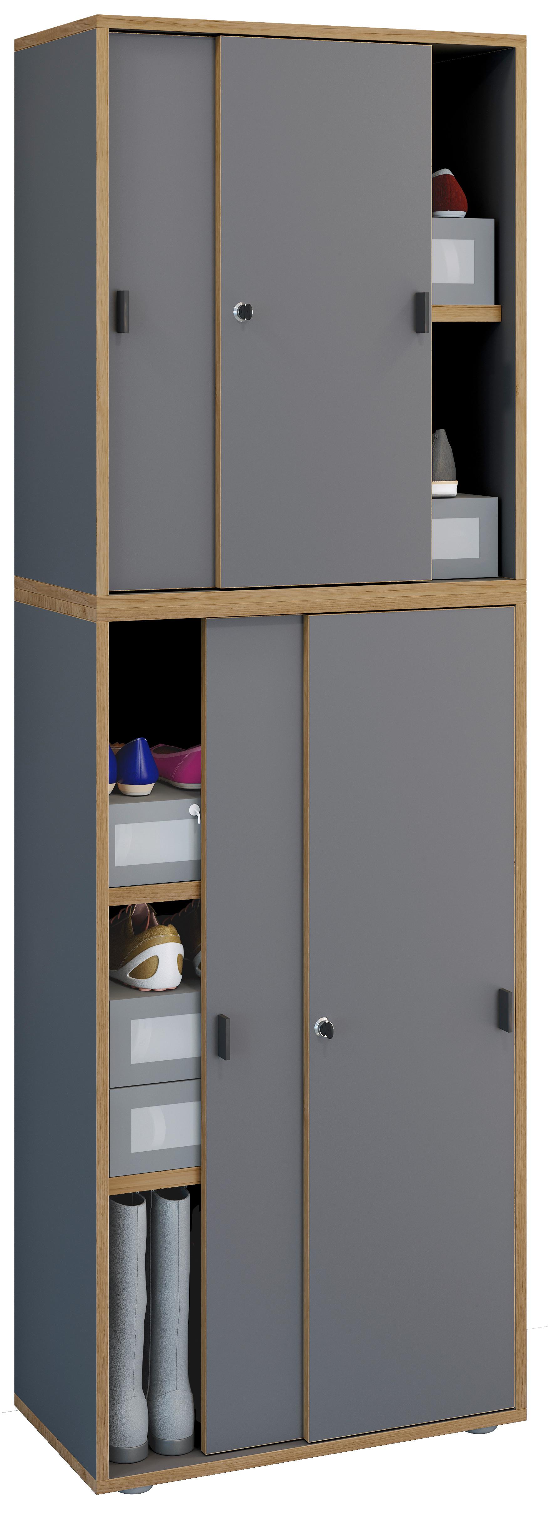 Schuhschrank Salia Anthrazit/Honigeiche B: 60 cm - Honigeiche/Anthrazit, Design, Holzwerkstoff (60/183/37cm) - MID.YOU