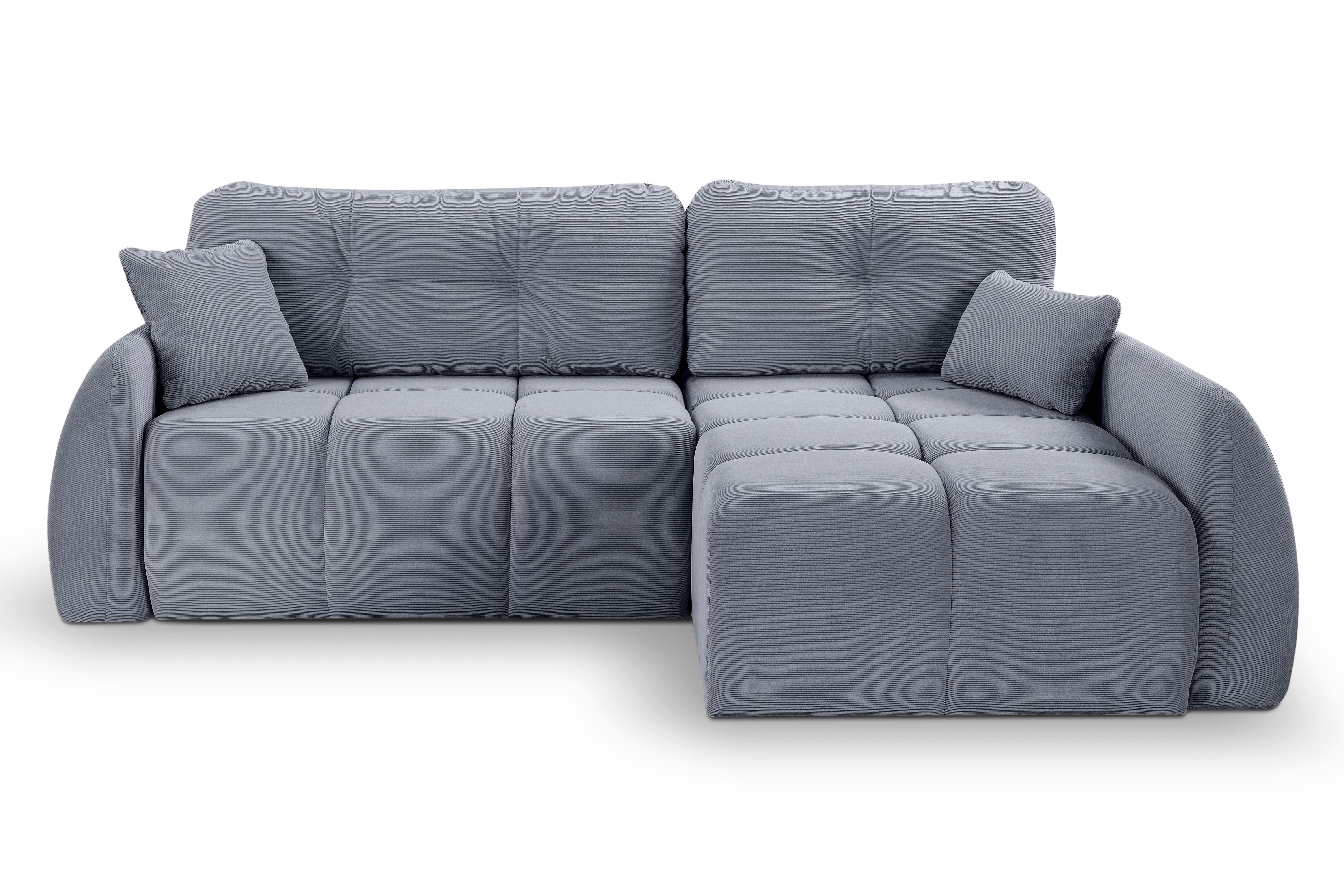 Ecksofa Sancho Long Blaugrau S: 255x155cm - Blaugrau/Schwarz, Basics, Holz/Textil (255/155cm) - MID.YOU