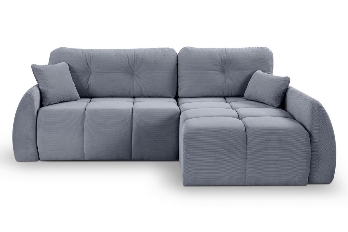 Ecksofa Sancho Long Blaugrau S: 255x155cm - Blaugrau/Schwarz, Basics, Holz/Textil (255/155cm) - MID.YOU