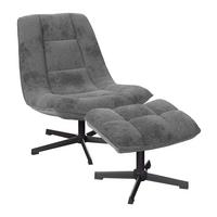 Relaxsessel Sofia Chenille grau, B: 77 cm - Schwarz/Grau, MODERN, Textil/Metall (77/88/94cm)