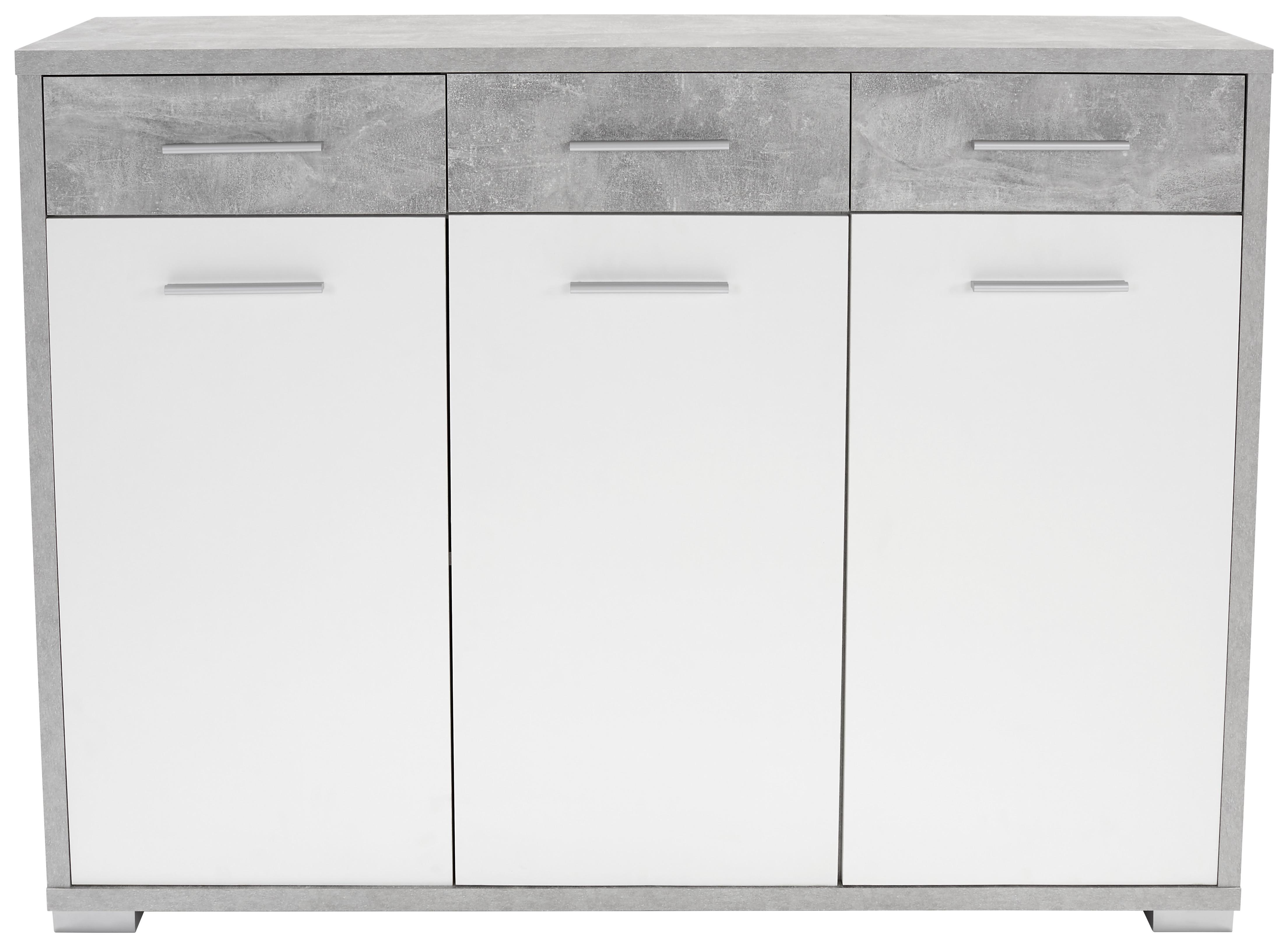 Kommode B 144 Cm Q-big New, Beton Optik/weiß - Weiß/Grau, MODERN, Holz (144/105/44cm)
