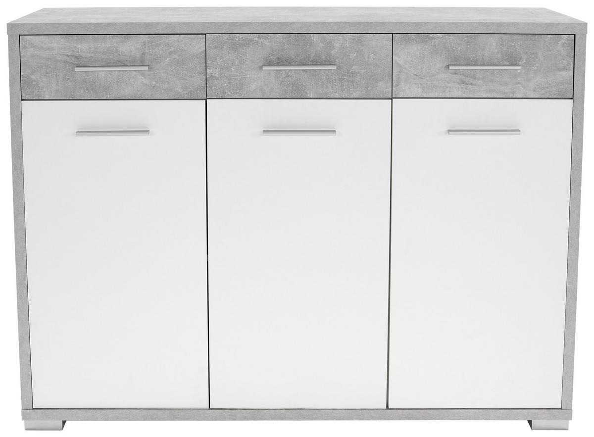 Kommode B 144 Cm Q-big New, Beton Optik/weiß - Weiß/Grau, MODERN, Holz (144/105/44cm)