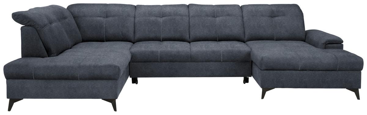 Rohová sedačka U SIERRA, levá, grafitová CLOUD - černá/světle šedá, Moderní, kov/textil (230/364/181cm) - Mömax