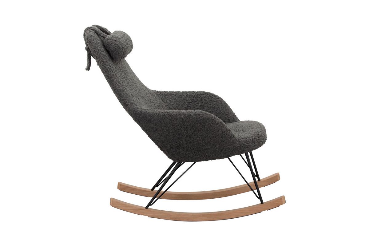 Schaukelstuhl Grau B: 67 Cm - Eichefarben/Schwarz, MODERN, Textil/Metall (67/107/105cm) - Livetastic