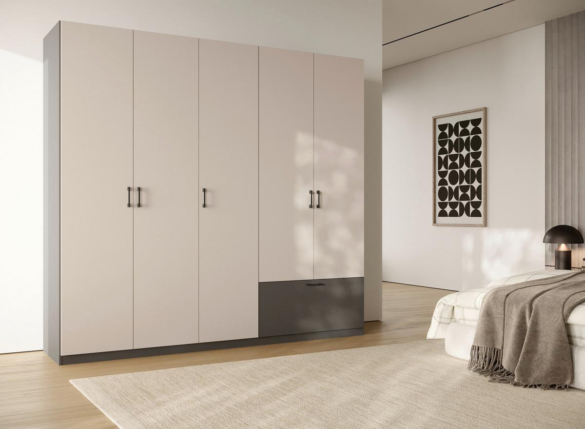 Drehtürenschrank Mit Schublade 225cm Mila Kaschmir/anthrazit - Kaschmir/Anthrazit, KONVENTIONELL, Holzwerkstoff (225/210/54cm)