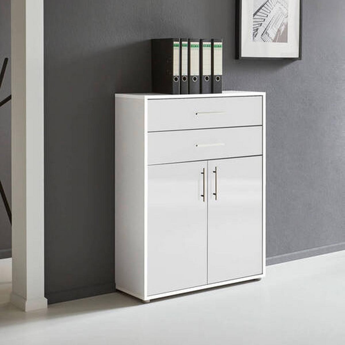 Office Edition B: 84,5 Cm Weiß - Weiß Hochglanz/Weiß, MODERN, Holzwerkstoff (84,5/114/33cm) - MID.YOU