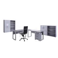 Büro Office Edition Set Grau/weiß Hochglanz - Weiß Hochglanz/Grau, MODERN - MID.YOU