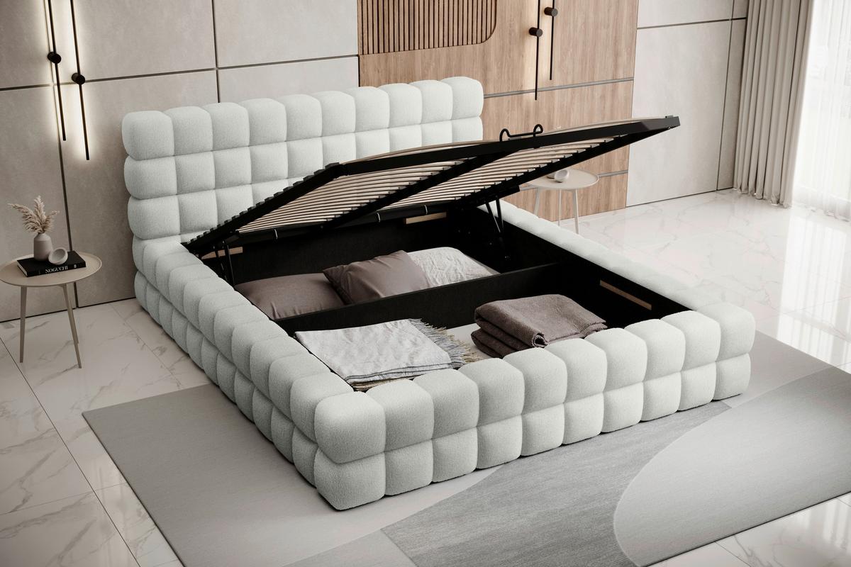 Polsterbett Dizzle Creme Lf: 180x200 Cm - Creme/Schwarz, MODERN, Holz/Textil (180/200cm) - MID.YOU