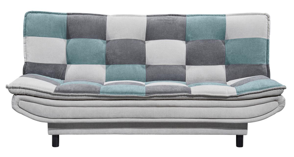 Schlafsofa Mit Bettkasten Patch, Mischgewebe - Türkis/Dunkelgrau, Basics, Holzwerkstoff/Textil (188/90/89cm) - MID.YOU