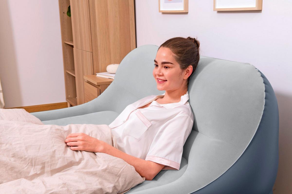 Luftbett Nadine 226x152x82 cm Bis 300kg, inkl. Pumpe - Dunkelblau/Grau, KONVENTIONELL, Kunststoff/Metall - Bestway