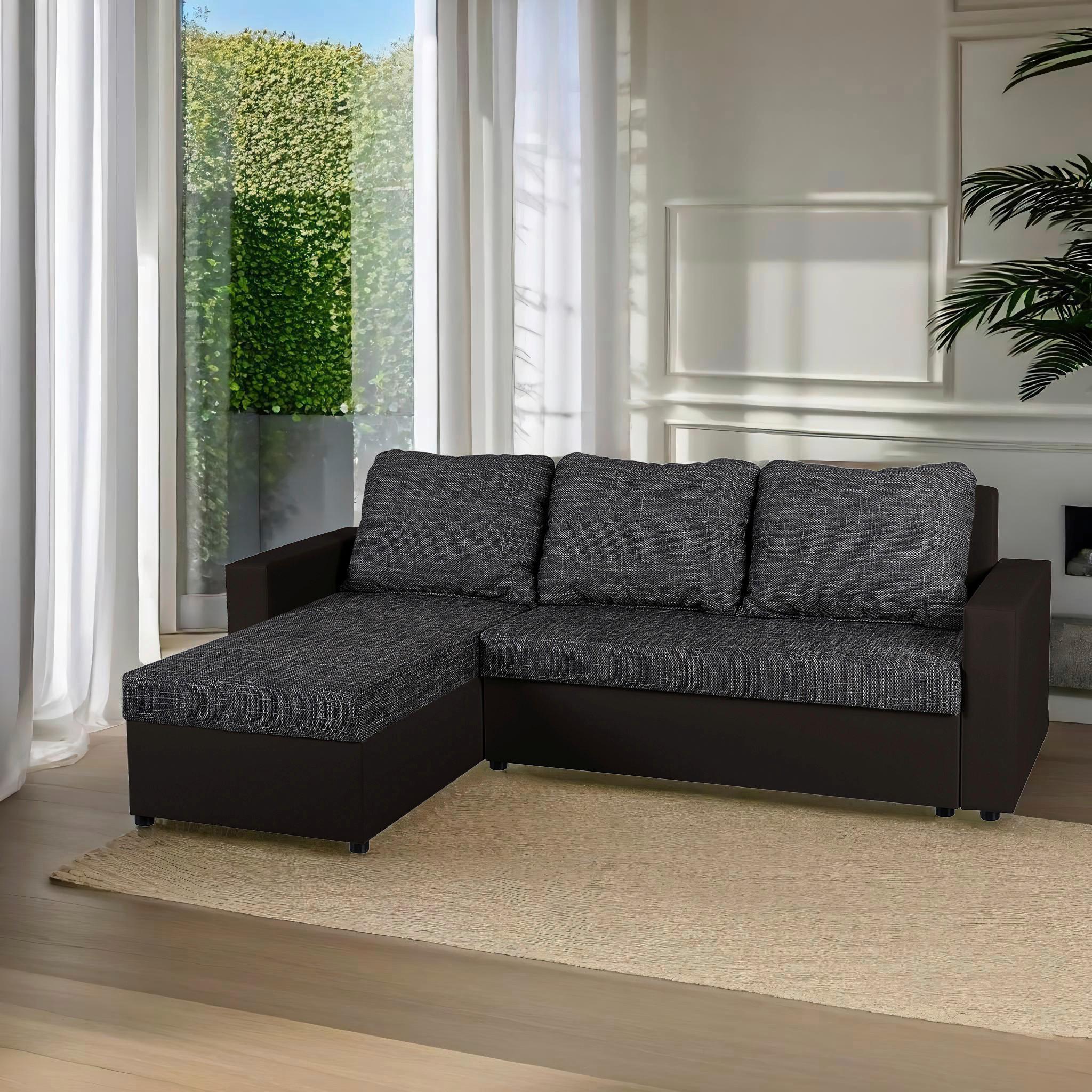 Ecksofa Hit Schwarz S: 147x228 cm - Schwarz, Design, Holzwerkstoff/Textil (147/228cm) - P & B