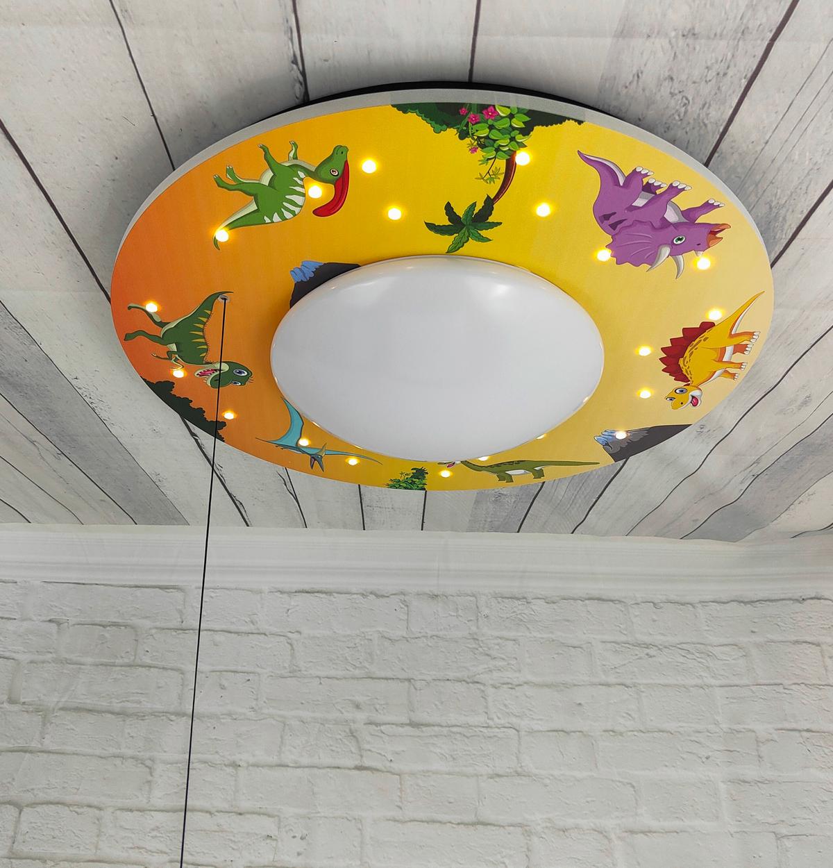 Kinderdeckenleuchte 7002 - Deckenleuchte Dinos - Multicolor/Weiß, Basics, Holzwerkstoff/Kunststoff (54/11cm) - Niermann