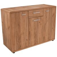 Kommode mit Türdämpfer B 132cm Fontana, Kraft Eiche Dekor - Eichefarben/Schwarz, MODERN, Holzwerkstoff (132/87/40cm)