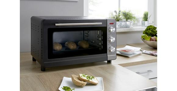 Mini-Backofen Toni Schwarz 1500 W + Backblech, Grillrost - Edelstahlfarben/Schwarz, Basics, Glas/Kunststoff (50,1/34,5/32,6cm) - Bono