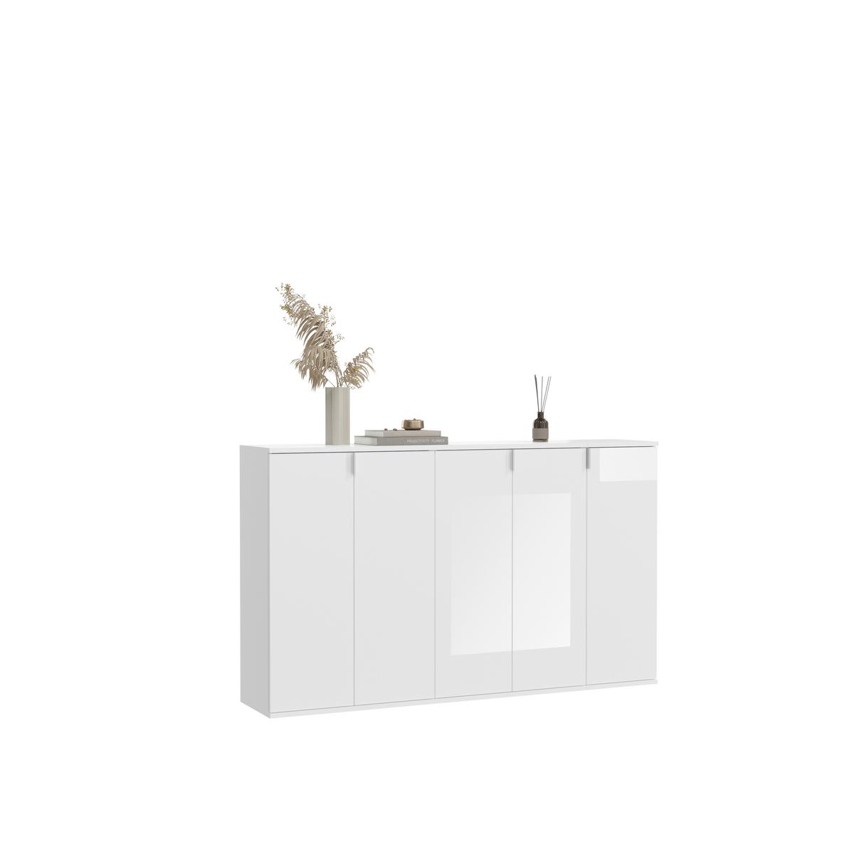 Garderobe Weiß Hochglanz, B: 152 Cm - Weiß Hochglanz, MODERN, Holzwerkstoff (152/99/34cm) - MID.YOU