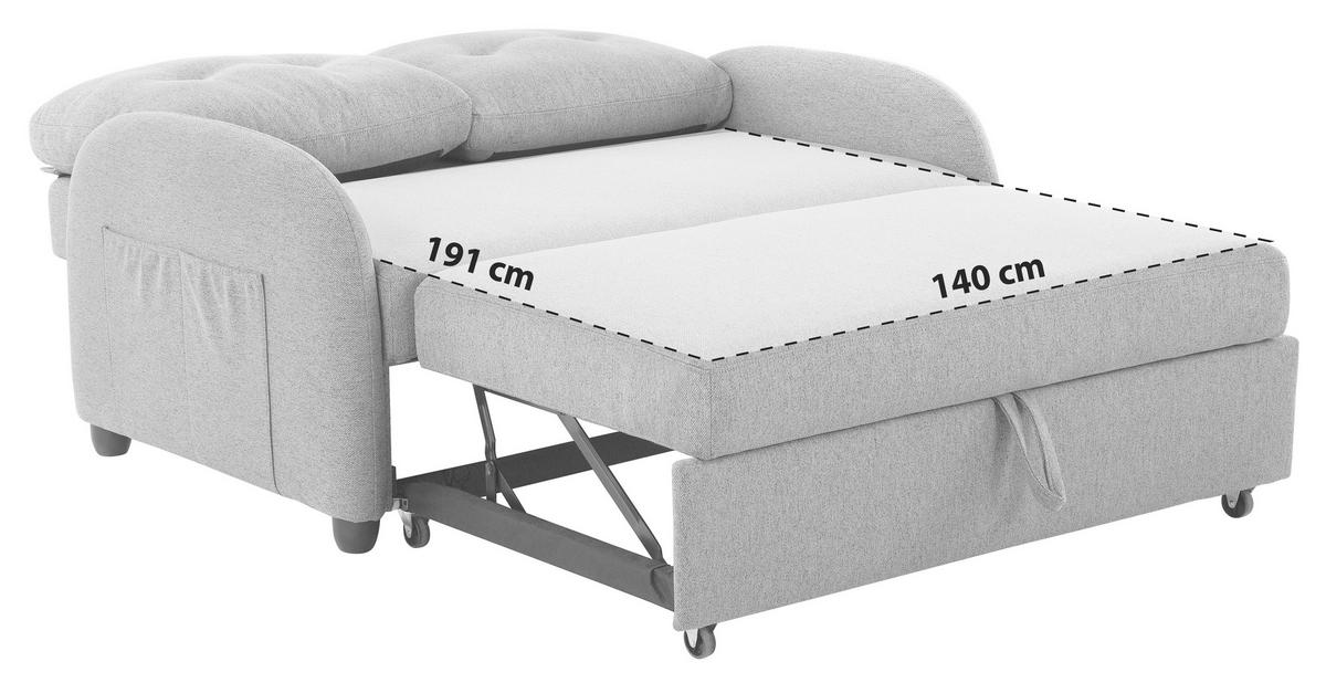 Schlafsofa Cosmo Grau B: 140 cm - Dunkelgrau/Schwarz, Design, Textil (140/94/95cm) - Livetastic